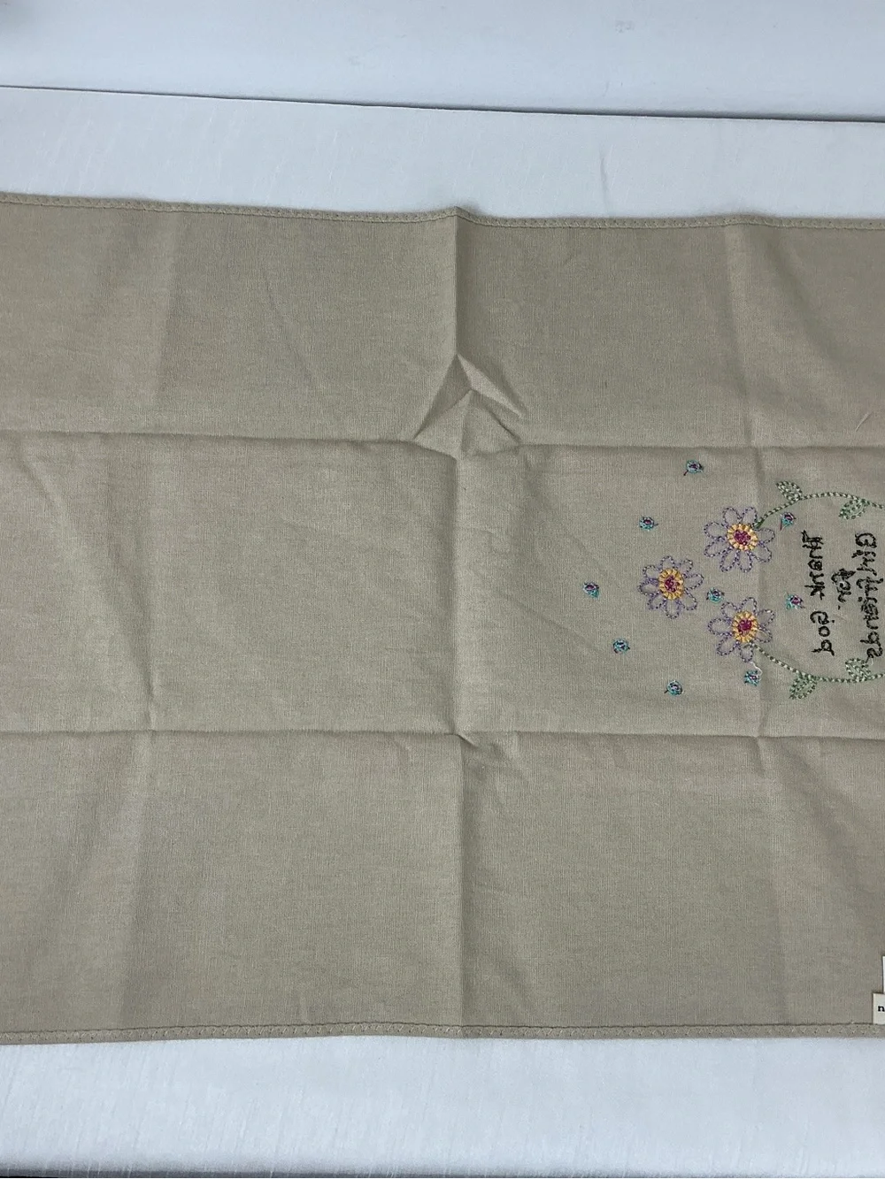 Natural Life Embroidered Linen Hand Towel